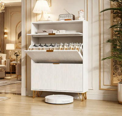 Mueble zapatero moderno Fangange para entrada, organizador de almacenamiento de zapatos con puertas, 2 cajones plegables y estante superior