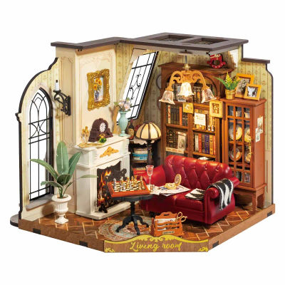 Casa de Muñecas Robotime Rolife DIY, Sala de Estar de Catherine, con Muebles, Casa de Muñecas en Miniatura, Kits de Madera, Juguete para Niños y Adultos