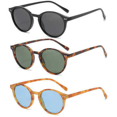 Gafas de sol polarizadas redondas Retro para hombres y mujeres, gafas de sol clásicas con montura de leopardo, gafas de conducción negras, UV400