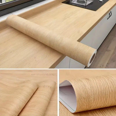 Película de vinilo autoadhesiva impermeable con textura de madera para renovación de muebles, adecuada para gabinetes, mesas y paredes de baño.