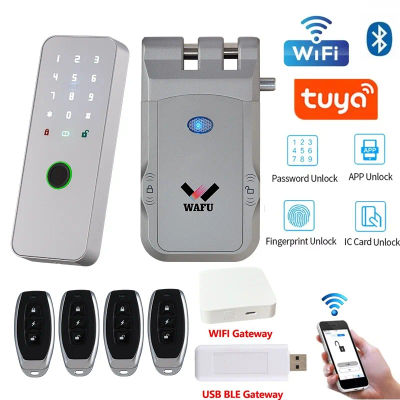 Cerradura Inteligente Invisible WAFU-026, Compatible con Bluetooth, Impermeable, Metálica, con Huella Dactilar, Tarjeta, Contraseña, Acceso Tuya, Antirrobo, Control Remoto
