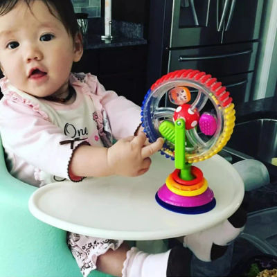 Sonajero de noria giratoria para bebé con ventosa, juguete de sonajero, divertido juguete de alimentación para el desarrollo temprano de bebés y niños pequeños