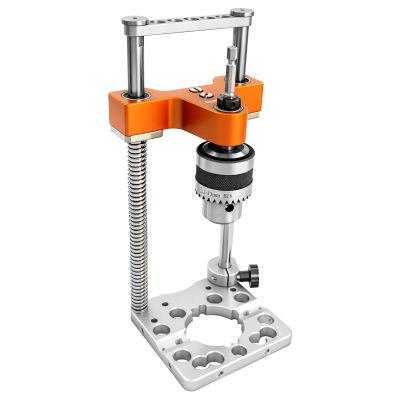 DE SpeTool Auto Line Taladro Portátil de Línea, Taladro Manual con Mandril de 1/2" para Agujeros Rectos, Profundidad de 0-160mm, Plantilla de Precisión con Resorte para Trabajos en Madera, Muebles y