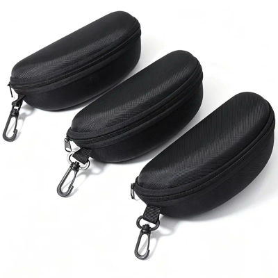 Estuche protector portátil para gafas de sol, 3 piezas, tela Oxford, estuche rígido para gafas con cremallera EVA, con mosquetón, accesorios para gafas unisex