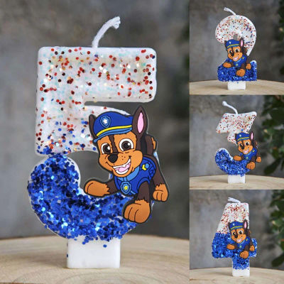 Vela de la patrulla canina 0-9 números, tema de la patrulla canina, decoración de pastel de fiesta de cumpleaños para niños, decoración para Baby Shower
