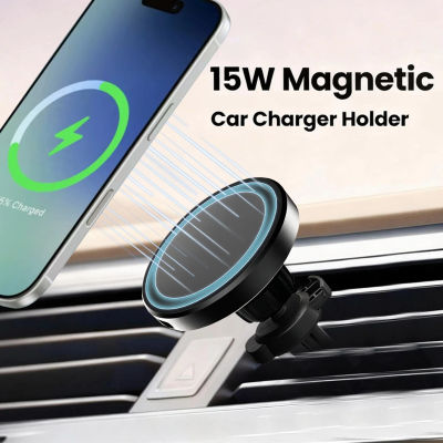 Soporte magnético para teléfono con salida de aire para coche, cargador inalámbrico para Magsafe iPhone 17 16 15 Pro Max 14 13 12, estación de carga rápida, 15W