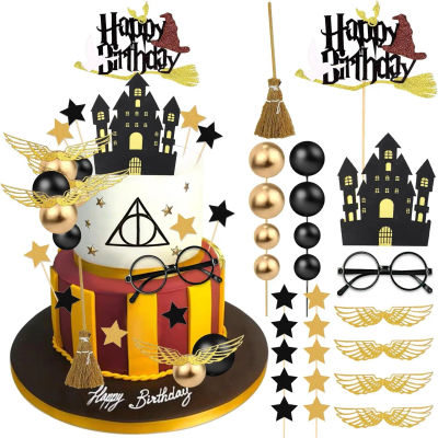 26 Uds. De adornos mágicos para tarta de cumpleaños, suministros para recuerdos de fiesta de mago, decoraciones para tartas temáticas de mago con purpurina para Baby Shower