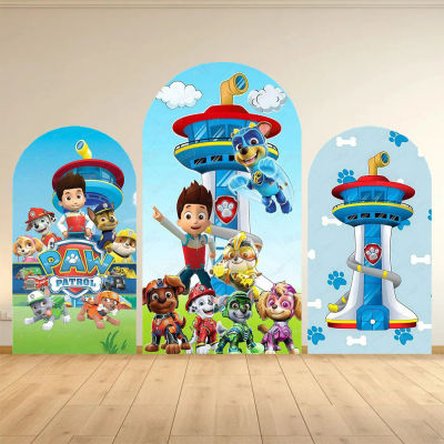 Fondo de tela elástica con diseño de Patrulla Canina para decoración de fiestas de cumpleaños de niños, baby shower y fondos fotográficos.