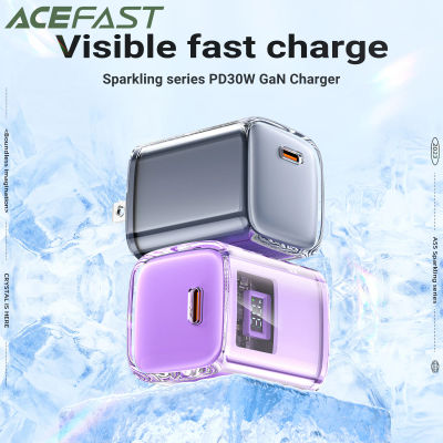ACEFAST-cargador de teléfono A55 Crystal GaN 30W USB C para iPhone 16/15 Pro Max, adaptador de viaje de pared de carga rápida para Samsung S24 S23