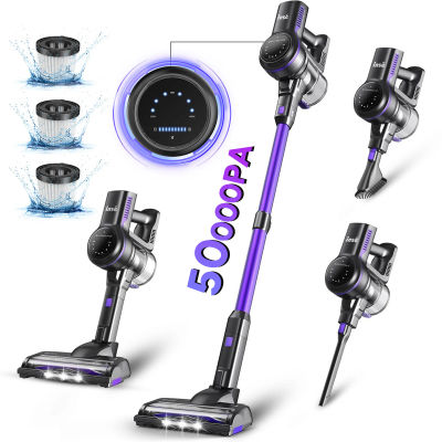 INSE S7P Aspiradora inalámbrica , aspiradora inalámbrica de 465W y 45KPA con potencia de succión, batería de 8*2200mAh, succión fuerte de 50000Pa, tiempo de funcionamiento de 45-60 minutos, 1.2L