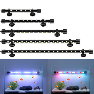 Azul + blanco/RGB acuario subacuático LED lámpara de pecera barra de luz LED IP68 impermeable planta acuática cultivo iluminación 18/28/38/48cm