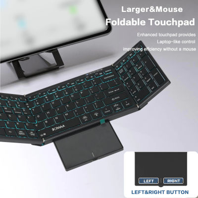Teclado Plegable Portátil JOMAA de 98 Teclas con Retroiluminación LED, Teclado Táctil Inalámbrico Bluetooth y 2.4G Recargable para Win/Mac