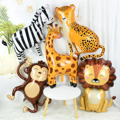 Juego de globos de papel de aluminio para fiesta de cumpleaños, Baby Shower, decoración de fiesta de caza en la jungla con temática de animales, 6 piezas