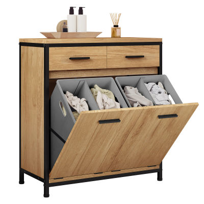 Mueble de Baño EUGAD con 2 Bolsas de Lavandería Plegables, 2 Cajones, Cesto para Ropa Sucia, para Baño y Sala de Estar