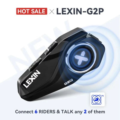 Lexin G2P-auriculares Bluetooth para casco de motocicleta, comunicador manos libres de hasta 6 conductores, interfono con Radio FM