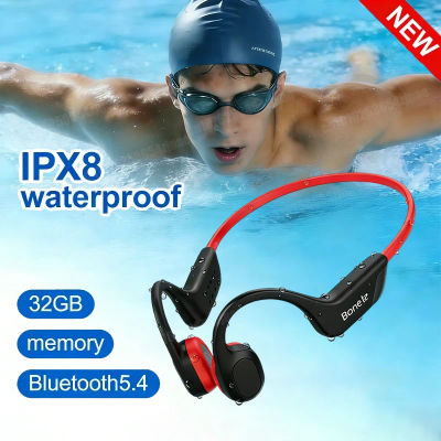 Auriculares de Conducción Ósea IPX8 Resistentes al Agua MP3 32GB Bluetooth 5.4 Inalámbricos con Micrófono para Natación, Deportes y Fitness 2026