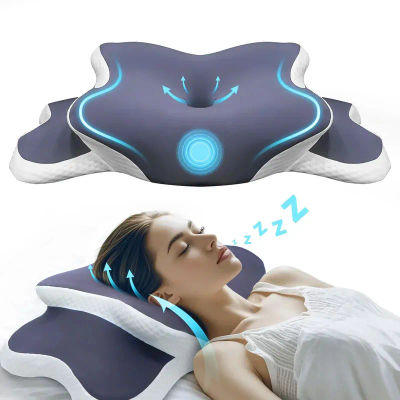 Almohada de Espuma Viscoelástica, Almohada Cervical para Aliviar el Dolor de Cuello, Soporte Ergonómico y Ortopédico para el Cuello, para Dormir de Lado, Boca Arriba o Boca Abajo, Regalo