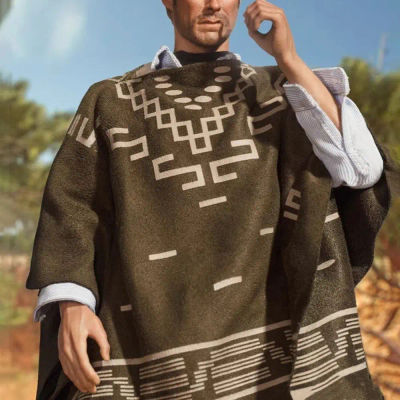 Capa de Invierno Cálida de Moda Estilo Vaquero Occidental, Imitación de Cachemira, Chal Grande Engrosado, Suéter de Punto con Flecos, Manto para Mujer y Hombre