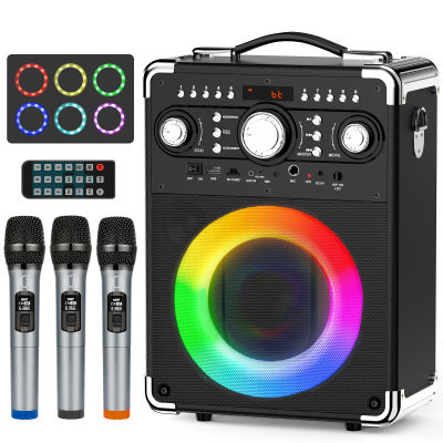 S8-T Kara Ok con 3 micrófonos, altavoz portátil Bluetooth 5.3 Kara Ok, adecuado para actividades al aire libre, fiestas y fiestas