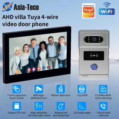 Sistema de videoportero digital con cable, monitor inalámbrico WIFI de 7/10 pulgadas, cámara de videoportero 1080P, funciona con la aplicación Tuya.