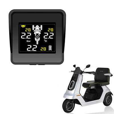 Sistema de Monitoreo de presión de neumáticos inalámbrico Solar, Monitor de presión de neumáticos TPMS para motocicleta, pantalla LCD, 3 sensores externos