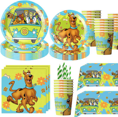 Decoración para Fiesta de Cumpleaños de Perro, Vajilla Desechable Scooby, Mantel, Platos, Vasos, Recuerdos para Baby Shower Infantil