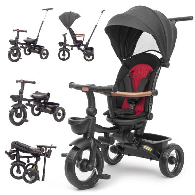 Triciclo Plegable 7 en 1 para Bebés, Bicicleta Infantil Ajustable, Ruedas Antichoque Todo Terreno, Manija de Dirección para Padres, Arnés de Seguridad, Triciclo para Niños de 6 Meses a 5 Años, Regalo