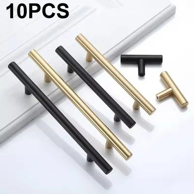 10 unidades de tiradores de barra negros dorados de acero inoxidable cepillado para armarios, puertas de cocina y cajones de muebles