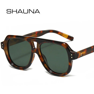 SHAUNA, gafas de sol polarizadas con remaches Retro, doble puente, gafas de sol cuadradas a la moda para mujer, gafas de sol amarillas y azules UV400, gafas de sol de tendencia