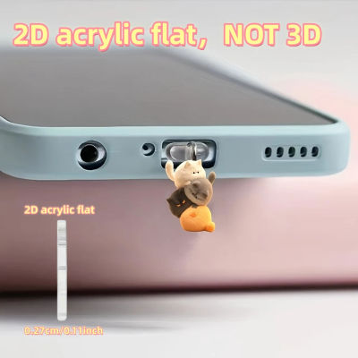 Protector de Polvo para Teléfono con Diseño de Cuatro Gatitos en Acrílico 2D, Cubierta para Puerto de Carga, Decoración para Teléfono, Compatible con iPhone y Tipo-C