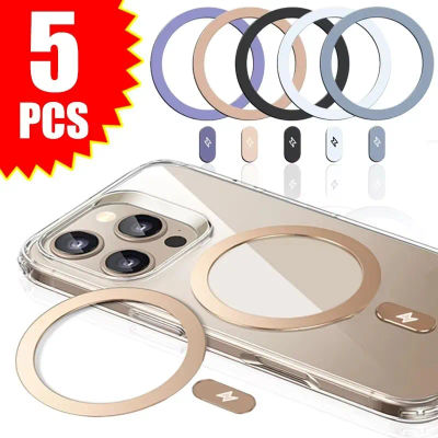 5-1 Unidades de Placa Metálica Autoadhesiva Universal para Magsafe, Anillo Magnético para Cargador Inalámbrico Magsafe, Lámina de Hierro Adhesiva para iPhone