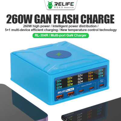 RELIFE RL-304P/304D/304Q/304S/304N/304R Cargador inteligente con pantalla digital USB de 6 puertos para todos los teléfonos móviles y carga de tabletas