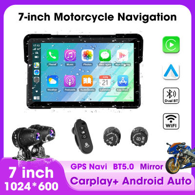 5 "/7" 2K portátil motocicleta DVR GPS navegación inalámbrica IOS Carplay Android Auto Dash cámara impermeable Dual BT Moto Monitor
