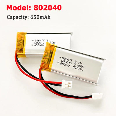 802040 batería 650mAh 3,7 V li-po baterías de polímero de litio recargables para instrumentos auriculares GPS LED juguete altavoz de mano