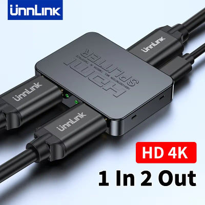 Unnlink Video HDMI Splitter 1 en 2 salidas 4K 30Hz para TV Store 1 Computadora compartida 2 monitores Proyectores de TV Hogar Auto