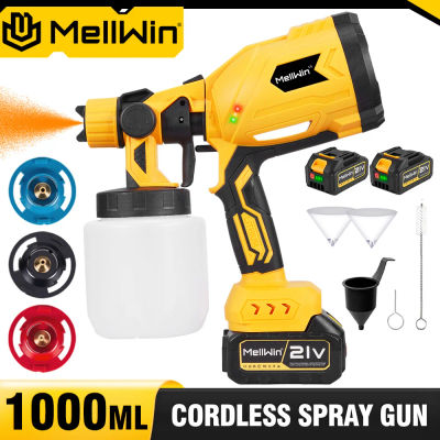 MELLWIN-pISTOLA DE PULVERIZACIÓN de pintura eléctrica inalámbrica, pulverizador de pintura de alta potencia, muebles de coche, pulverizador de acero para Pin de batería Makita de 18V, 1000ML