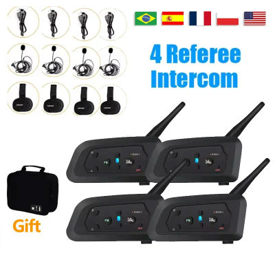 Auriculares V4C PRO Full Duplex con Bluetooth, interfono para Conferencia de Fútbol, árbitro de fútbol, intercomunicador de 1200M, 4 Usuarios