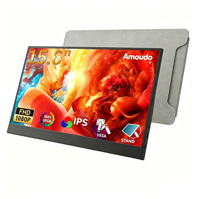 Amoudo Monitor Portátil de 15.6 Pulgadas 1920x1080P, Pantalla Extensible, Panel LCD IPS, VESA, USBC, Mini HDMI, Pantalla Móvil