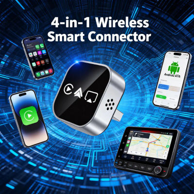 Adaptador CarPlay 4 en 1 2026: Nueva Versión Mejorada con Bluetooth Inalámbrico, Duplicación de Pantalla Inteligente, Conexión Plug-and-Play