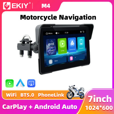 EKIY Pantalla de Navegación GPS para Motocicleta de 7.0 Pulgadas, Inalámbrica, con CarPlay, Android Auto, Tablero Digital Portátil, Monitor con TPMS