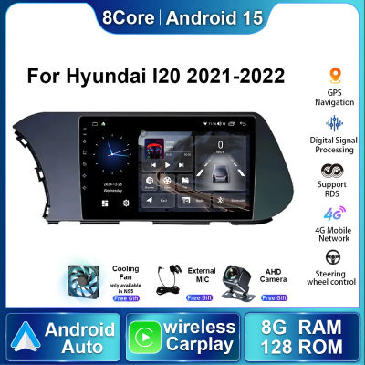 Radio Android 15 para Auto Hyundai I20 2021-2022, Reproductor Multimedia Estéreo, Carplay Inalámbrico, Navegación GPS, Video, Bluetooth