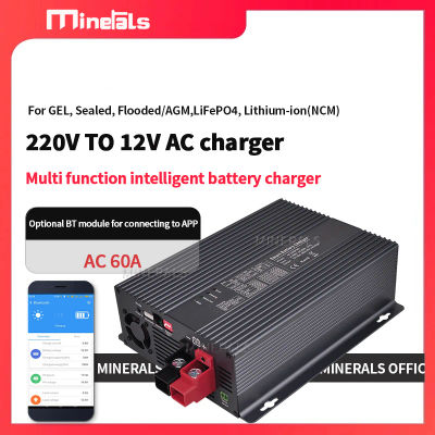 Cargador de CA 12V Inteligente para Baterías de Litio 60A con Soporte para Aplicación Bluetooth para Baterías GEL, de Plomo-ácido, AGM, LiFePO4, Cargador de Iones de Litio