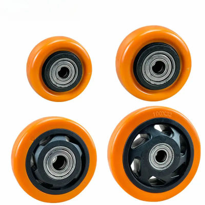 Ruedas giratorias de repuesto de PU con rodamientos dobles, color naranja, alta capacidad de carga, ruedas para muebles resistentes al desgaste