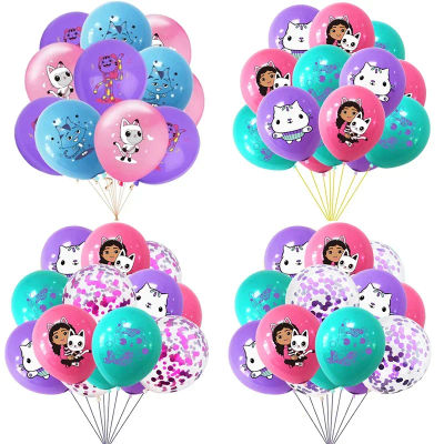 10/15 Globos de Látex con Estampado de Gatos de Gabby Dollhouse de 12 Pulgadas, Globos de Confeti para Fiestas de Cumpleaños, Decoración para Baby Shower, Helio