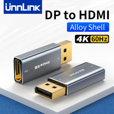Unnlink 4K DisplayPort a HDMI adaptador DP macho a hembra HDMI convertidor para tarjeta gráfica PC portátil a HD TV Monitor proyector