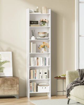 Librería, estante de almacenamiento, 7 niveles, mueble, cubo, para salón, oficina, dormitorio, estilo escandinavo, 24 x 48 x 198 cm
