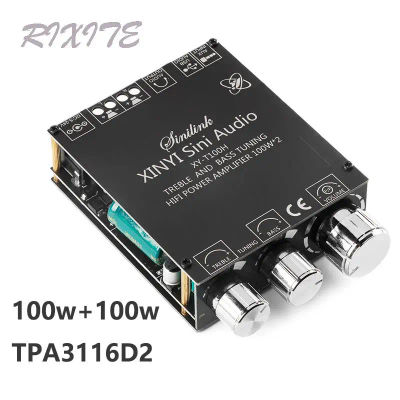 Placa Amplificadora de Audio Bluetooth 5.0 TPA3116D2 de 100W+100W, Subwoofer, Amplificador de Audio Estéreo HIFI para Cine en Casa, AMP AUX