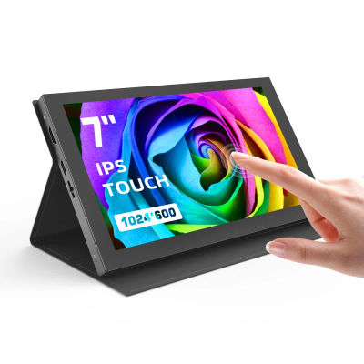 Monitor portátil con pantalla táctil Eyoyo de 7 pulgadas (1024 x 600), pantalla táctil capacitiva de 5 puntos, doble altavoz y salida HDMI y USB-C para Raspberry Pi 4/4B/3B/3B+, ordenadores portátiles
