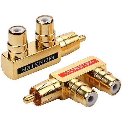 Adaptador RCA de 2 uds., divisor AV chapado en oro, 1 conector macho a 2 hembra para altavoz de cine en casa, equipo de Audio y vídeo, F-TYPE