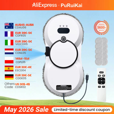 Robot Limpiacristales PuRuiKai, Robot Limpiacristales de 5600 Pa, Control Remoto, 3 Modos de Limpieza, Monitoreo Inteligente de Bordes